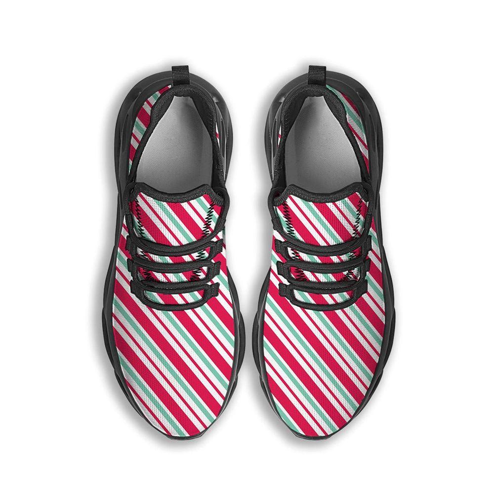 Christmas Shoes, Christmas Running Shoes, Candy Cane Striped Christmas Print Black Max Soul Shoes, Christmas Shoes 2023