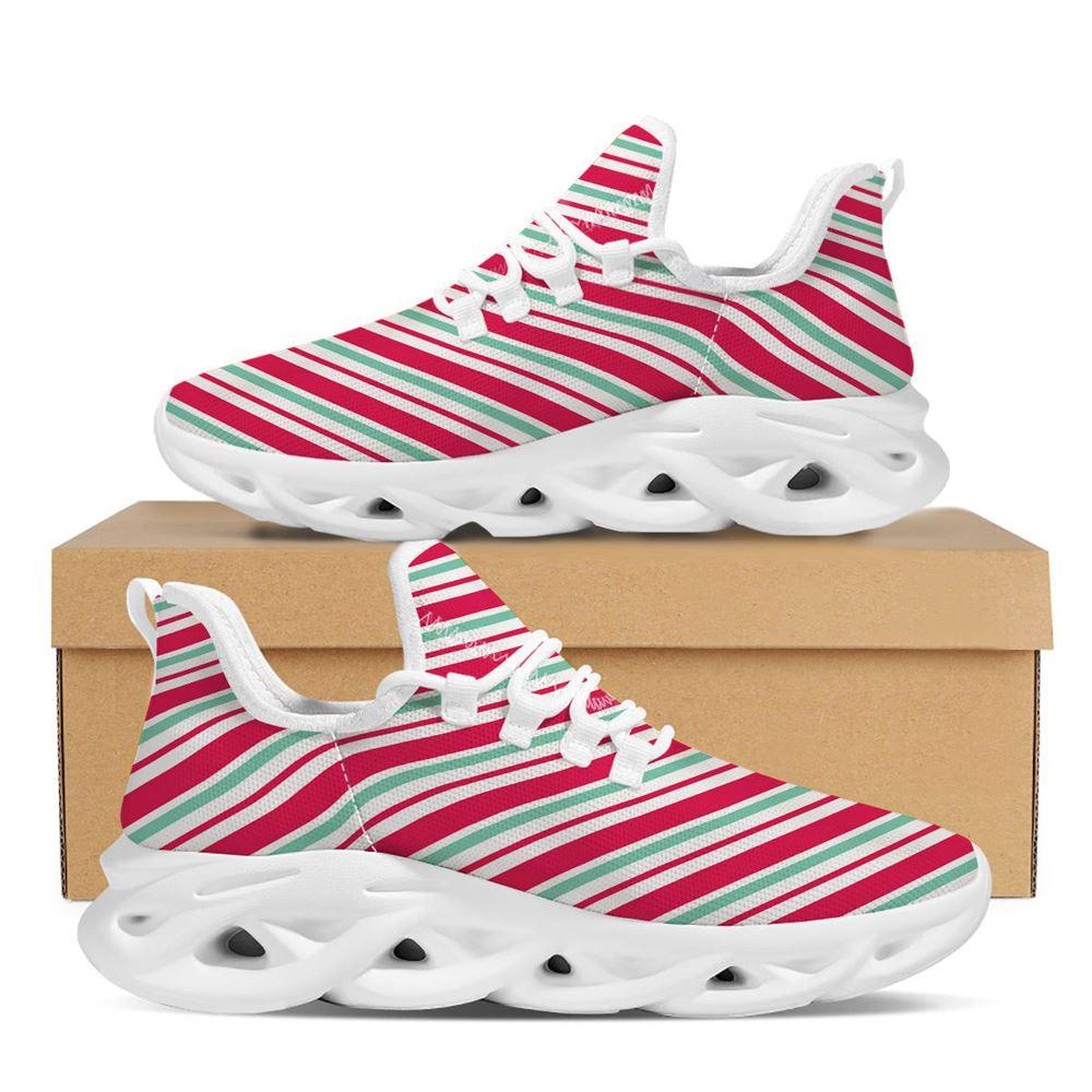 Christmas Shoes, Christmas Running Shoes, Candy Cane Striped Christmas Print White Max Soul Shoes, Christmas Shoes 2023