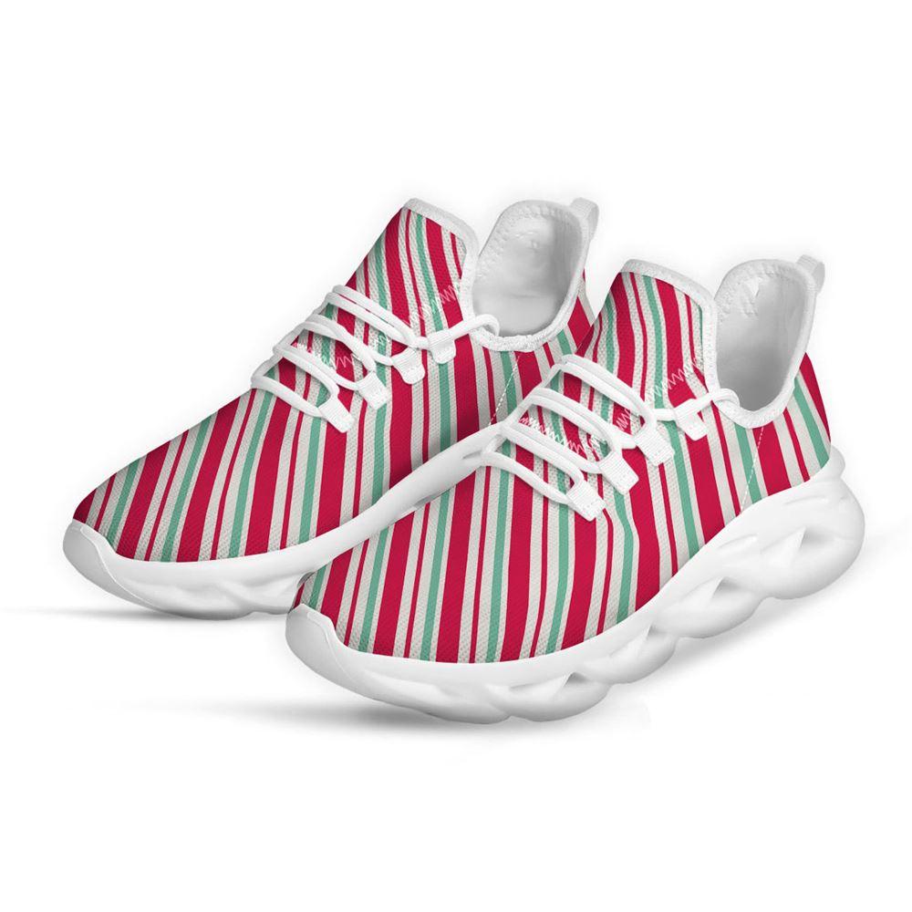 Christmas Shoes, Christmas Running Shoes, Candy Cane Striped Christmas Print White Max Soul Shoes, Christmas Shoes 2023
