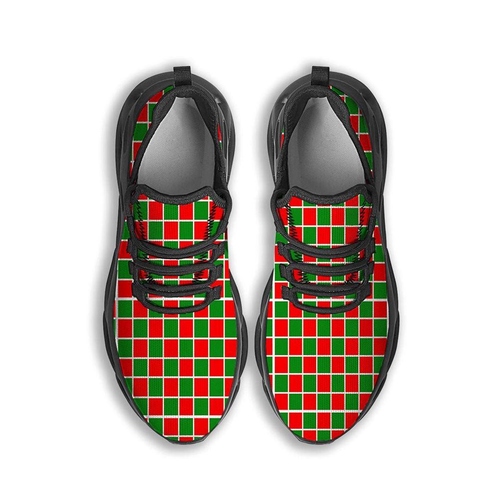 Christmas Shoes, Christmas Running Shoes, Checkered Merry Christmas Print Pattern Black Max Soul Shoes, Christmas Shoes 2023
