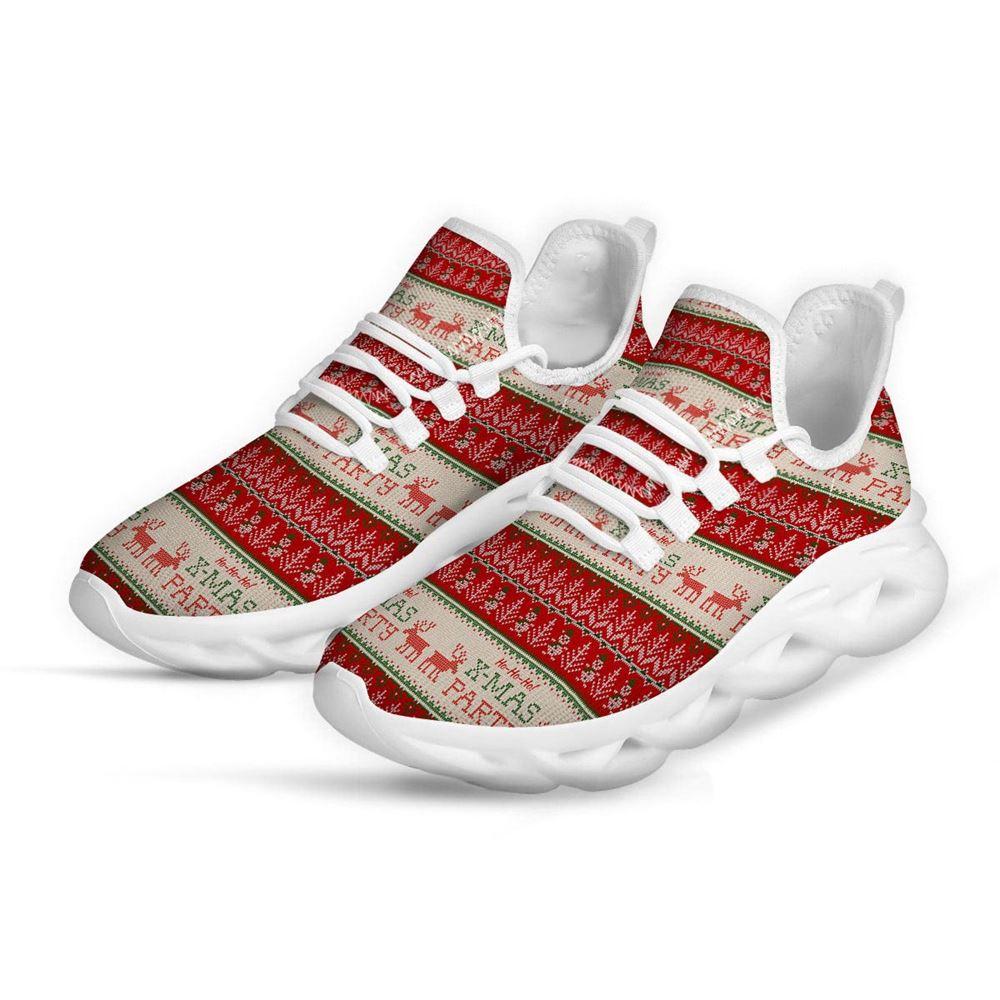 Christmas Shoes, Christmas Running Shoes, Festive Christmas Knitted Print Pattern White Max Soul Shoes, Christmas Shoes 2023