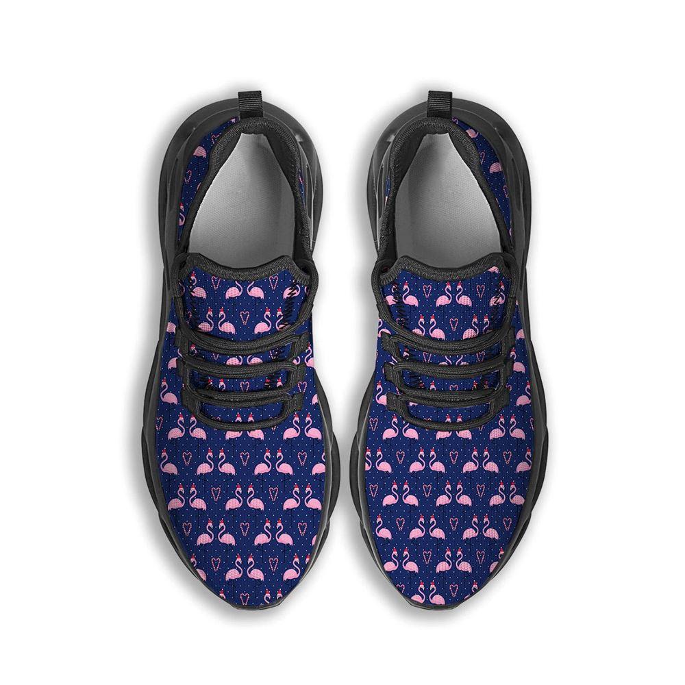 Christmas Shoes, Christmas Running Shoes, Flamingo Christmas Snowy Print Pattern Black Max Soul Shoes, Christmas Shoes 2023