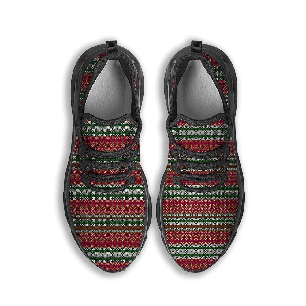 Christmas Shoes, Christmas Running Shoes, Holiday Knitted Christmas Print Pattern Black Max Soul Shoes, Christmas Shoes 2023