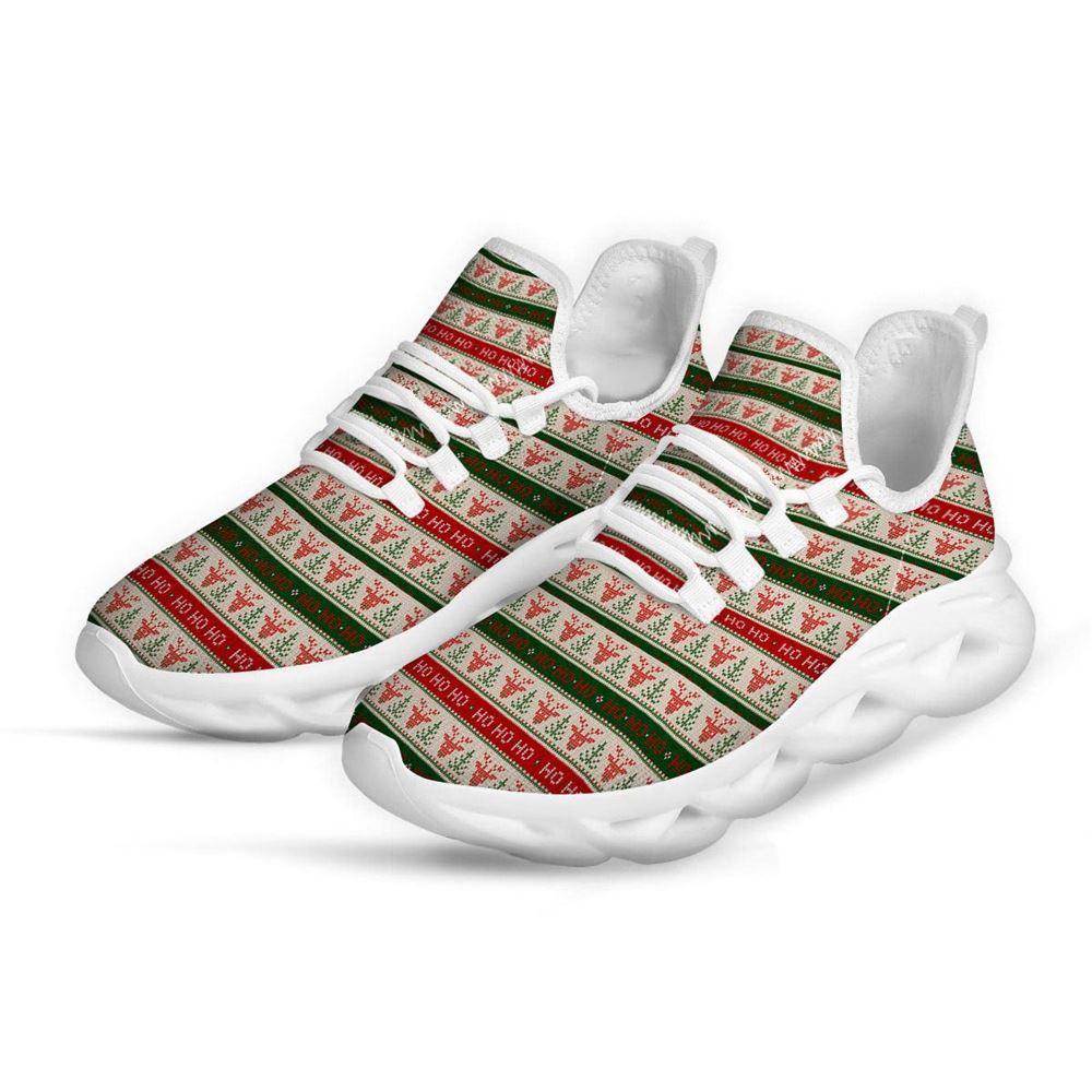 Christmas Shoes, Christmas Running Shoes, Knitted Christmas Print Pattern White Max Soul Shoes, Christmas Shoes 2023