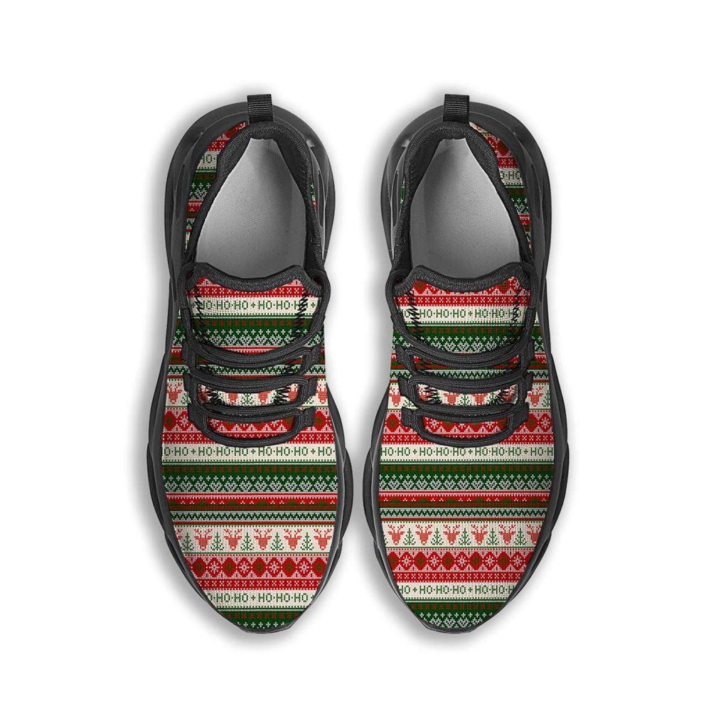 Christmas Shoes, Christmas Running Shoes, Knitted Christmas Tree Print Pattern Black Max Soul Shoes, Christmas Shoes 2023