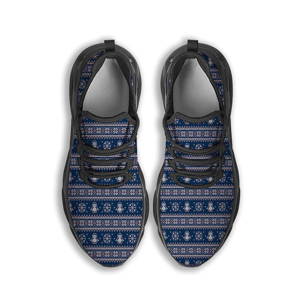 Christmas Shoes, Christmas Running Shoes, Penguin Knitted Christmas Print Black Max Soul Shoes, Christmas Shoes 2023