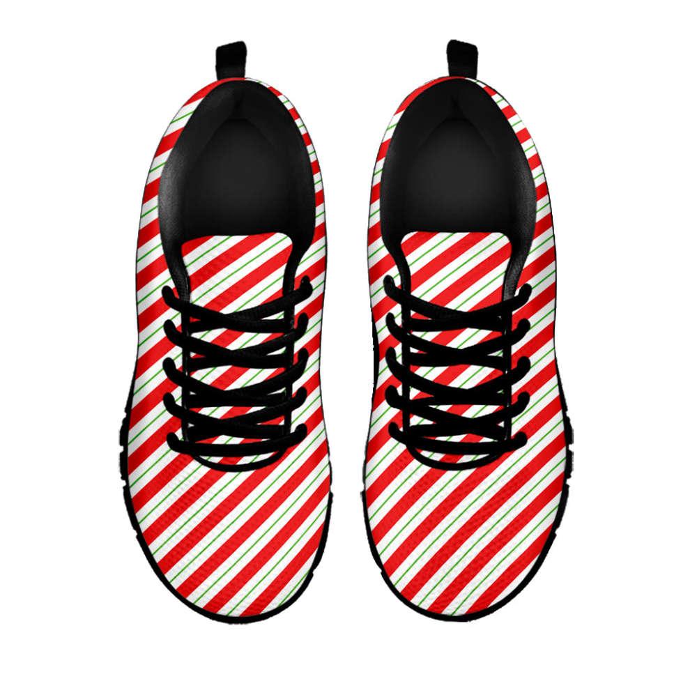 Christmas Sneaker, Christmas Candy Cane Stripe Print Running Shoes, Christmas Shoes, Christmas Running Shoes, Christmas Shoes 2023