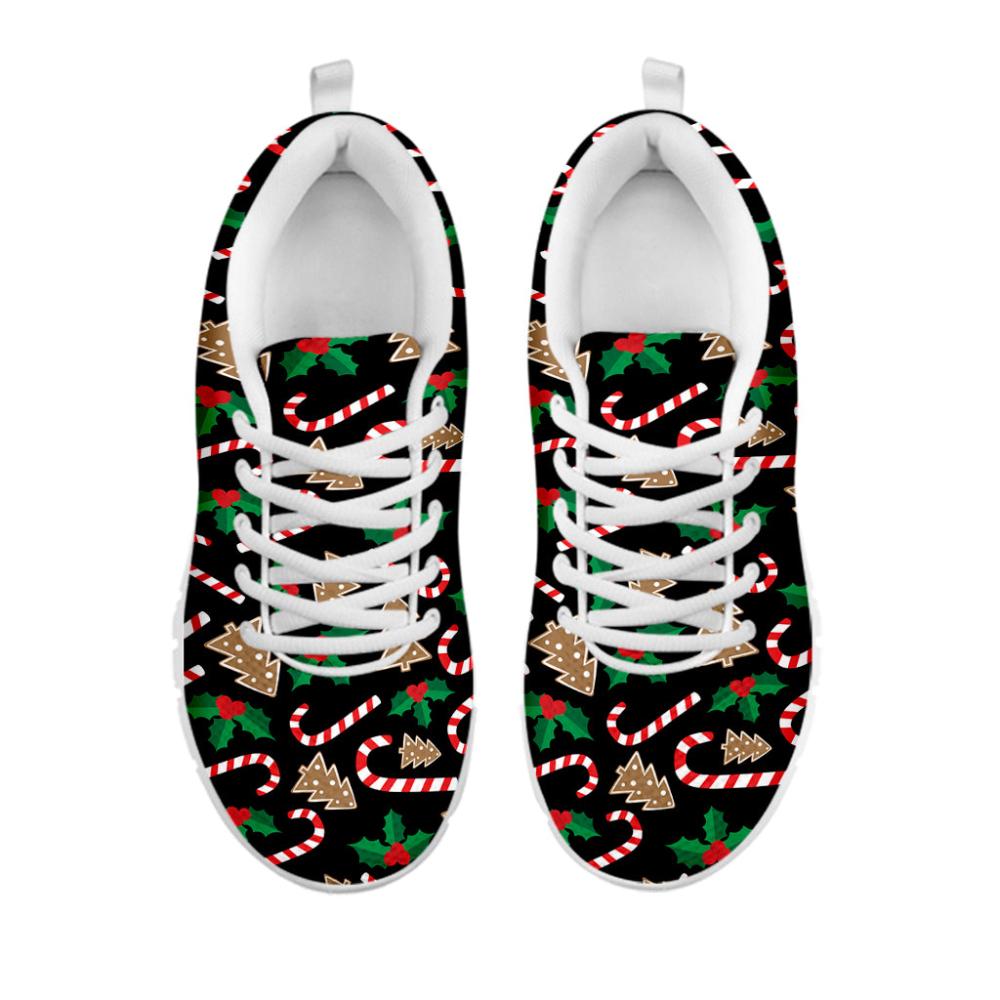 Christmas Sneaker, Christmas Cookie And Candy Pattern Print Running Shoes, Christmas Shoes, Christmas Running Shoes, Christmas Shoes 2023