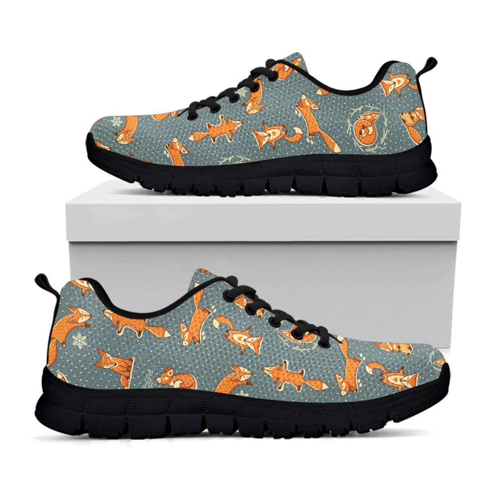 Christmas Sneaker, Christmas Fox Pattern Print Running Shoes, Christmas Shoes, Christmas Running Shoes, Christmas Shoes 2023