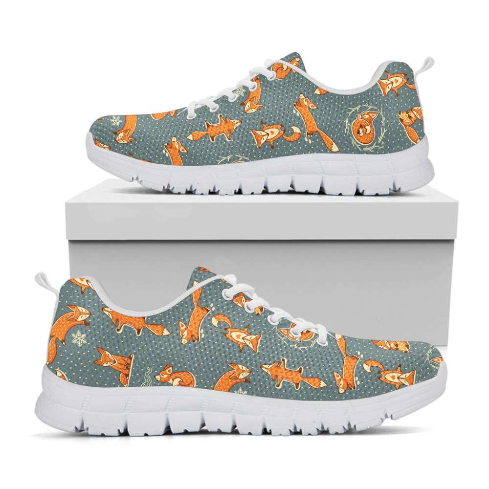 Christmas Sneaker, Christmas Fox Pattern Print Running Shoes, Christmas Shoes, Christmas Running Shoes, Christmas Shoes 2023