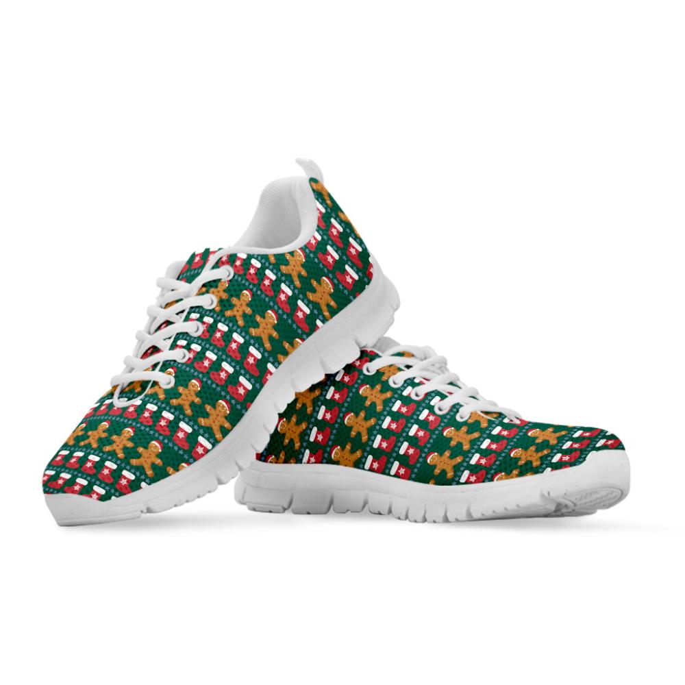 Christmas Sneaker, Christmas Gingerbread Man Pattern Print Running Shoes, Christmas Shoes, Christmas Running Shoes, Christmas Shoes 2023