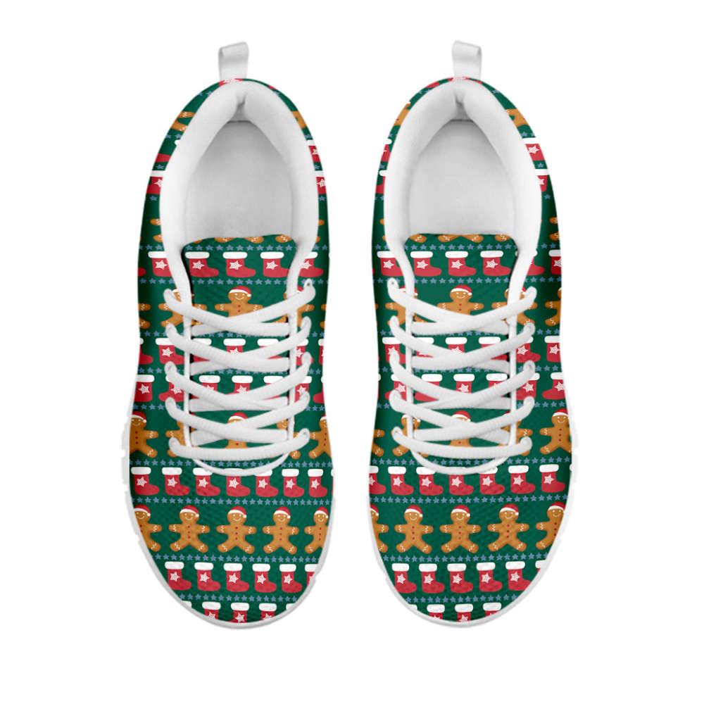 Christmas Sneaker, Christmas Gingerbread Man Pattern Print Running Shoes, Christmas Shoes, Christmas Running Shoes, Christmas Shoes 2023