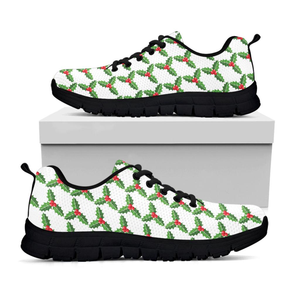 Christmas Sneaker, Christmas Holly Berry Pattern Print Running Shoes, Christmas Shoes, Christmas Running Shoes, Christmas Shoes 2023