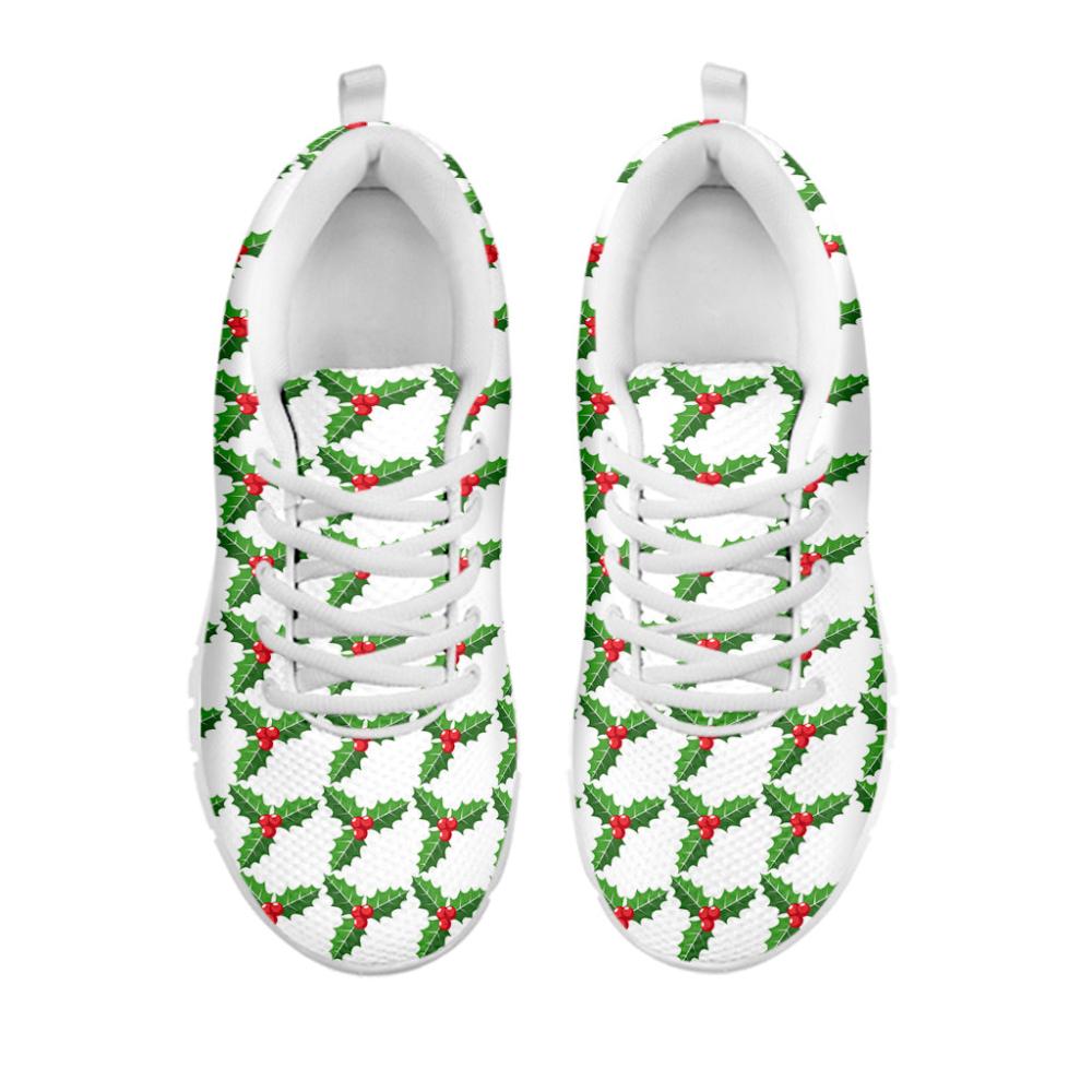 Christmas Sneaker, Christmas Holly Berry Pattern Print Running Shoes, Christmas Shoes, Christmas Running Shoes, Christmas Shoes 2023