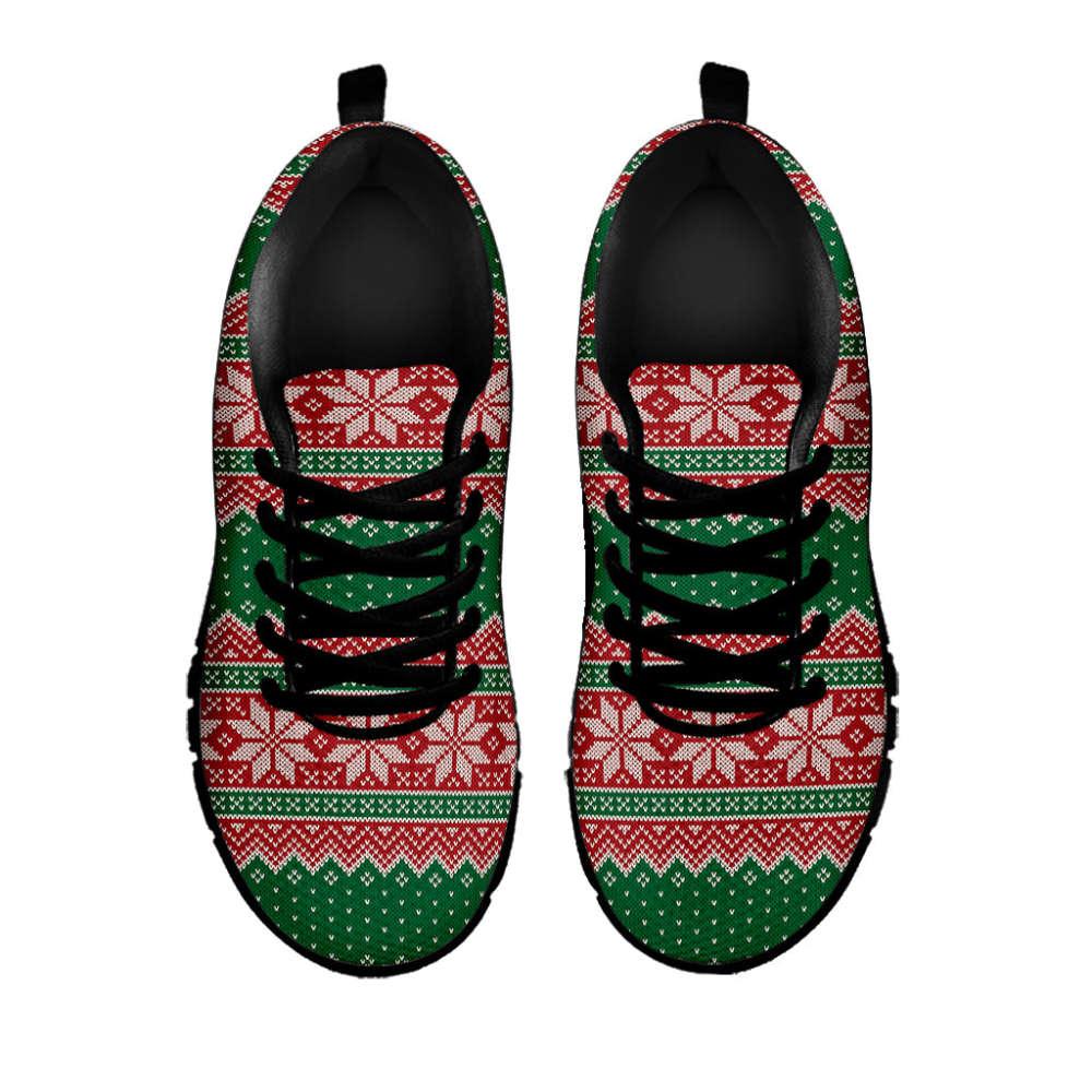 Christmas Sneaker, Christmas Knitted Pattern Print Running Shoes, Christmas Shoes, Christmas Running Shoes, Christmas Shoes 2023
