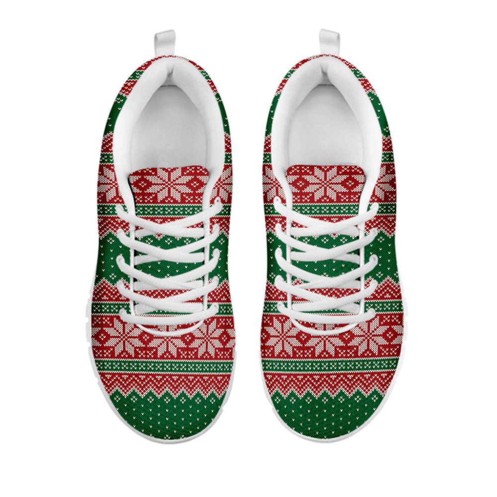 Christmas Sneaker, Christmas Knitted Pattern Print Running Shoes, Christmas Shoes, Christmas Running Shoes, Christmas Shoes 2023