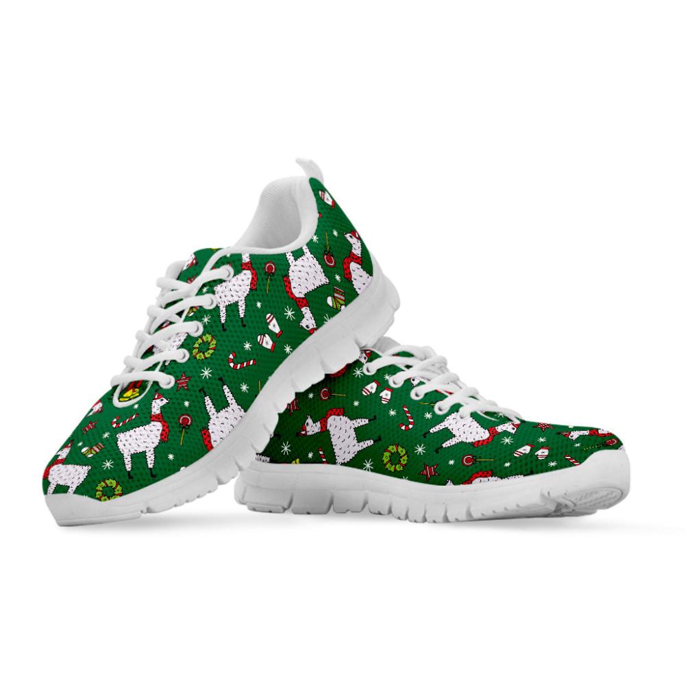 Christmas Sneaker, Christmas Llama Pattern Print Running Shoes, Christmas Shoes, Christmas Running Shoes, Christmas Shoes 2023