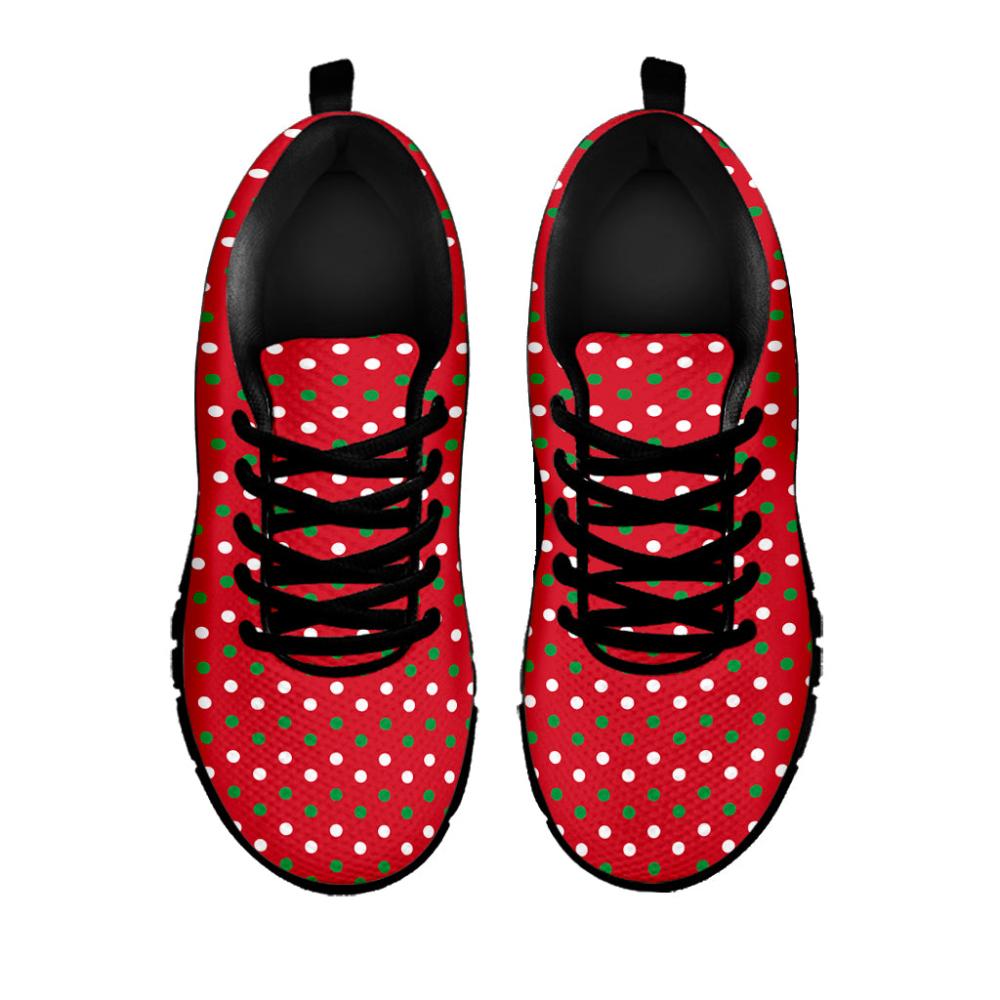Christmas Sneaker, Christmas Polka Dot Pattern Print Running Shoes, Christmas Shoes, Christmas Running Shoes, Christmas Shoes 2023