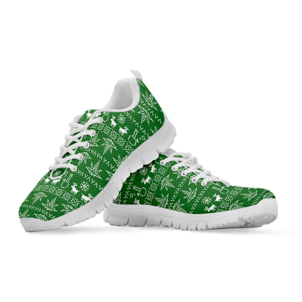 Christmas Sneaker, Christmas Pot Leaf Pattern Print Running Shoes, Christmas Shoes, Christmas Running Shoes, Christmas Shoes 2023