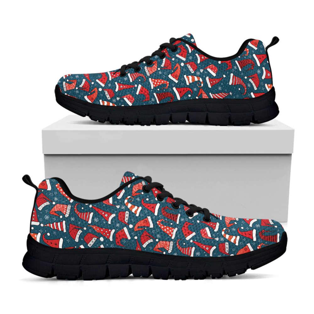 Christmas Sneaker, Christmas Santa Hats Pattern Print Running Shoes, Christmas Shoes, Christmas Running Shoes, Christmas Shoes 2023