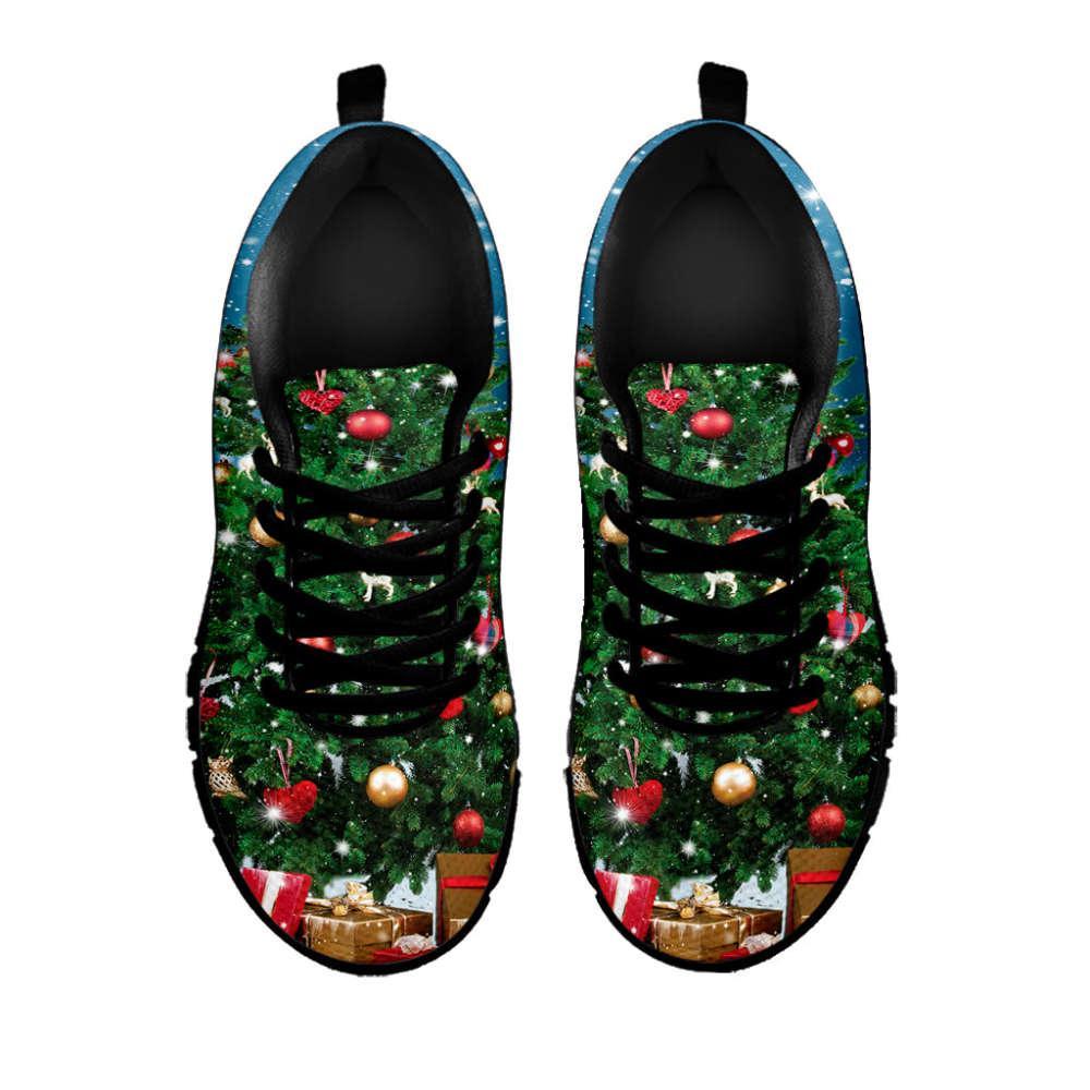 Christmas Sneaker, Christmas Tree And Snow Print Running Shoes, Christmas Shoes, Christmas Running Shoes, Christmas Shoes 2023