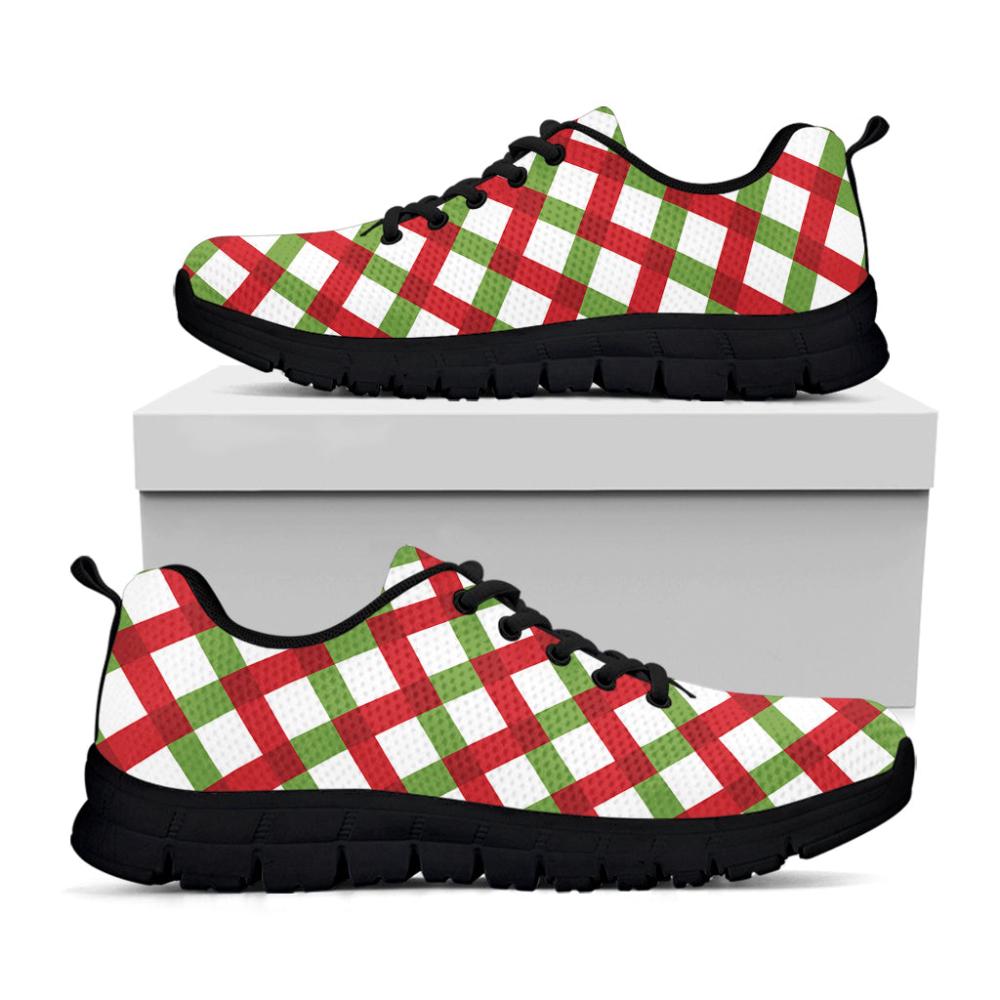 Christmas Sneaker, Merry Christmas Checkered Pattern Print Running Shoes, Christmas Shoes, Christmas Running Shoes, Christmas Shoes 2023