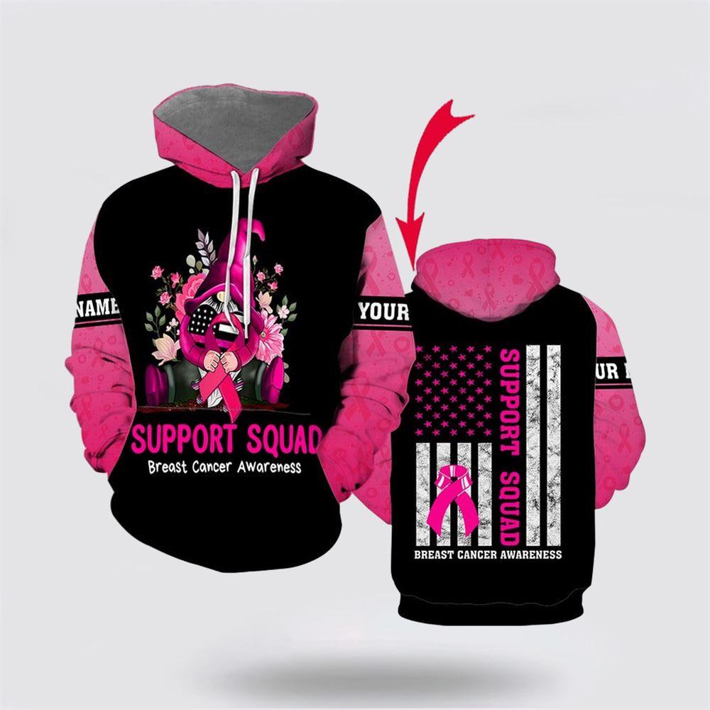 Breast Cancer Hoodie, Custom Name Gnomes Support Squad Pink Breast Cancer All Over Print Hoodie, Breast Cancer Awareness Shirts Breast Cancer Hoodie, Custom Name Gnomes Support Squad Pink Breast Cancer All Over Print Hoodie, Breast Cancer Awareness Shirts