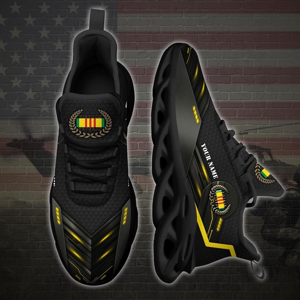 Custom Name Military Shoes, Vietnam Veteran Military Sneaker Boots Patriotic Shoes Clunky Sneakers, Veterans Shoes, Max Soul Shoes