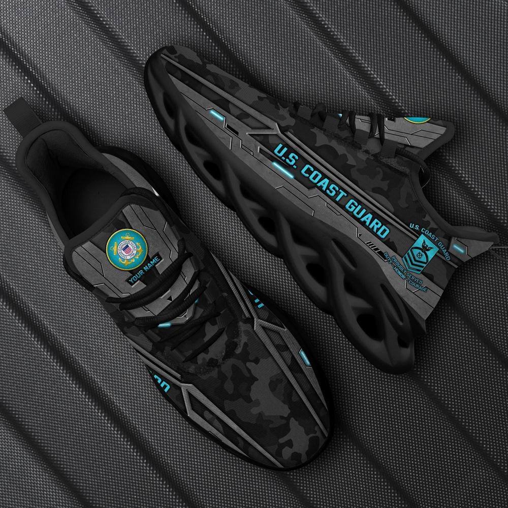 Custom Name Rank Military Shoes, US Coast Guard Clunky Sneaker Military Veteran Camo Shoes, Veterans Shoes, Max Soul Shoes Custom Name Rank Military Shoes, US Coast Guard Clunky Sneaker Military Veteran Camo Shoes, Veterans Shoes, Max Soul Shoes