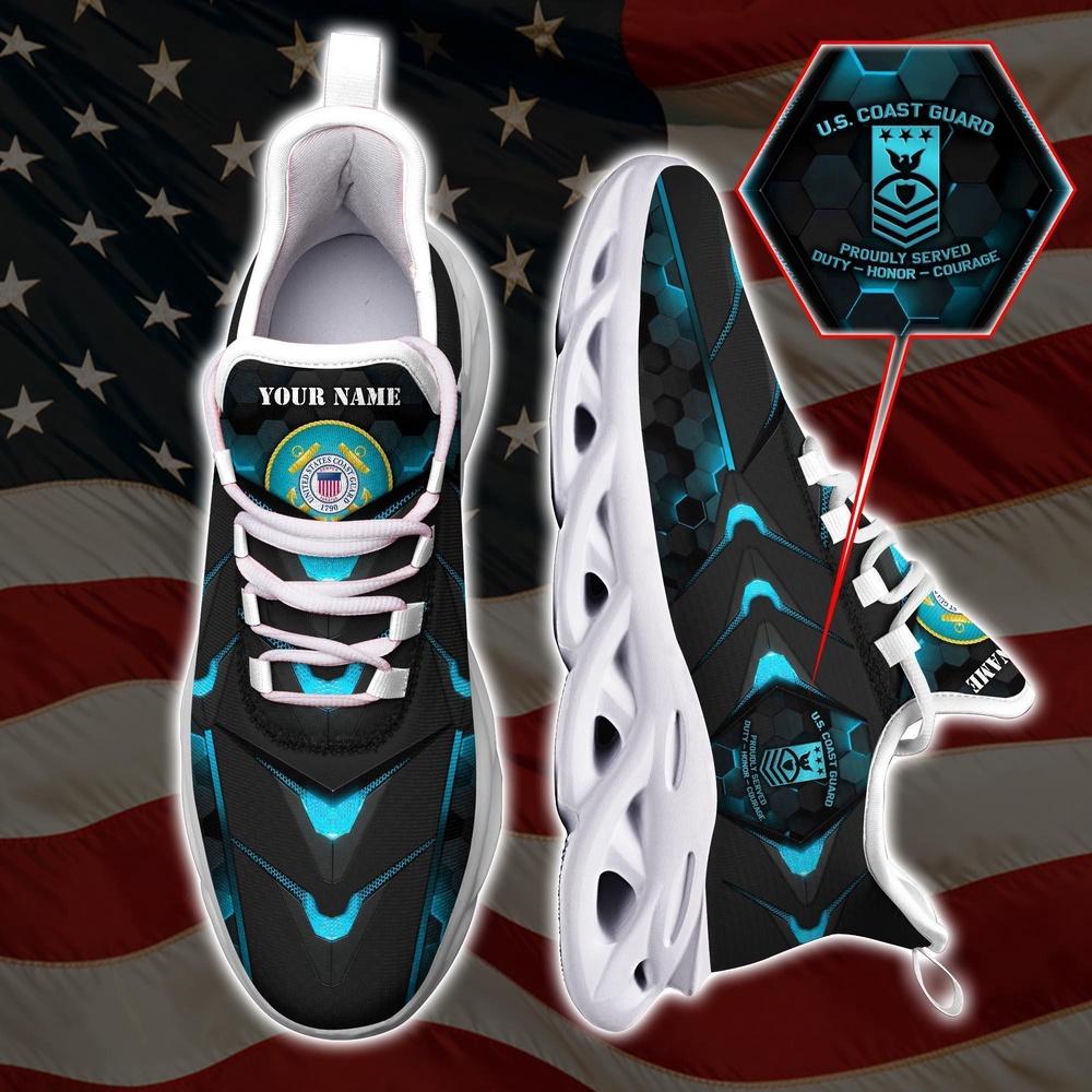 Custom Name Rank Military Shoes, US Coast Guard Military Veteran Clunky Custom Sneakers, Veterans Shoes, Max Soul Shoes Custom Name Rank Military Shoes, US Coast Guard Military Veteran Clunky Custom Sneakers, Veterans Shoes, Max Soul Shoes