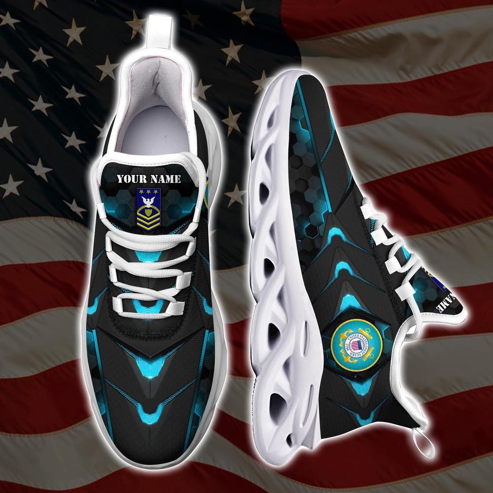 Custom Name Rank Military Shoes, US Coast Guard Veteran Military Ranks Clunky Sneakers, Veterans Shoes, Max Soul Shoes Custom Name Rank Military Shoes, US Coast Guard Veteran Military Ranks Clunky Sneakers, Veterans Shoes, Max Soul Shoes
