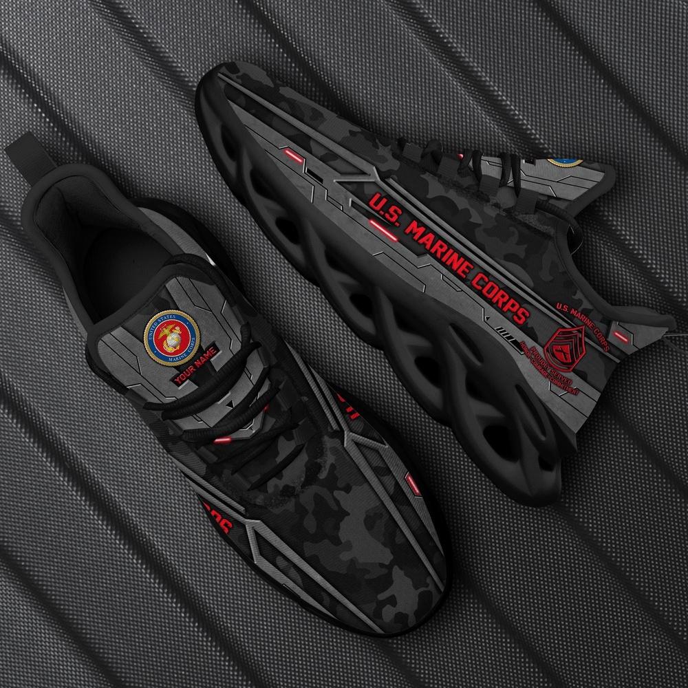Custom Name Rank Military Shoes, US Marine Corp Clunky Sneaker, Veterans Shoes, Max Soul Shoes