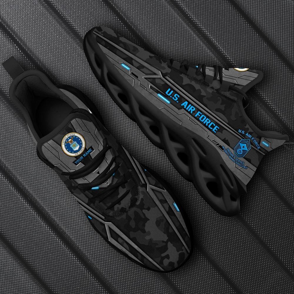 Custom Name Rank Military Shoes, Us Air Force Clunky Sneaker Military Veteran Camo Shoes, Veterans Shoes, Max Soul Shoes, Veterans Clunky Shoes