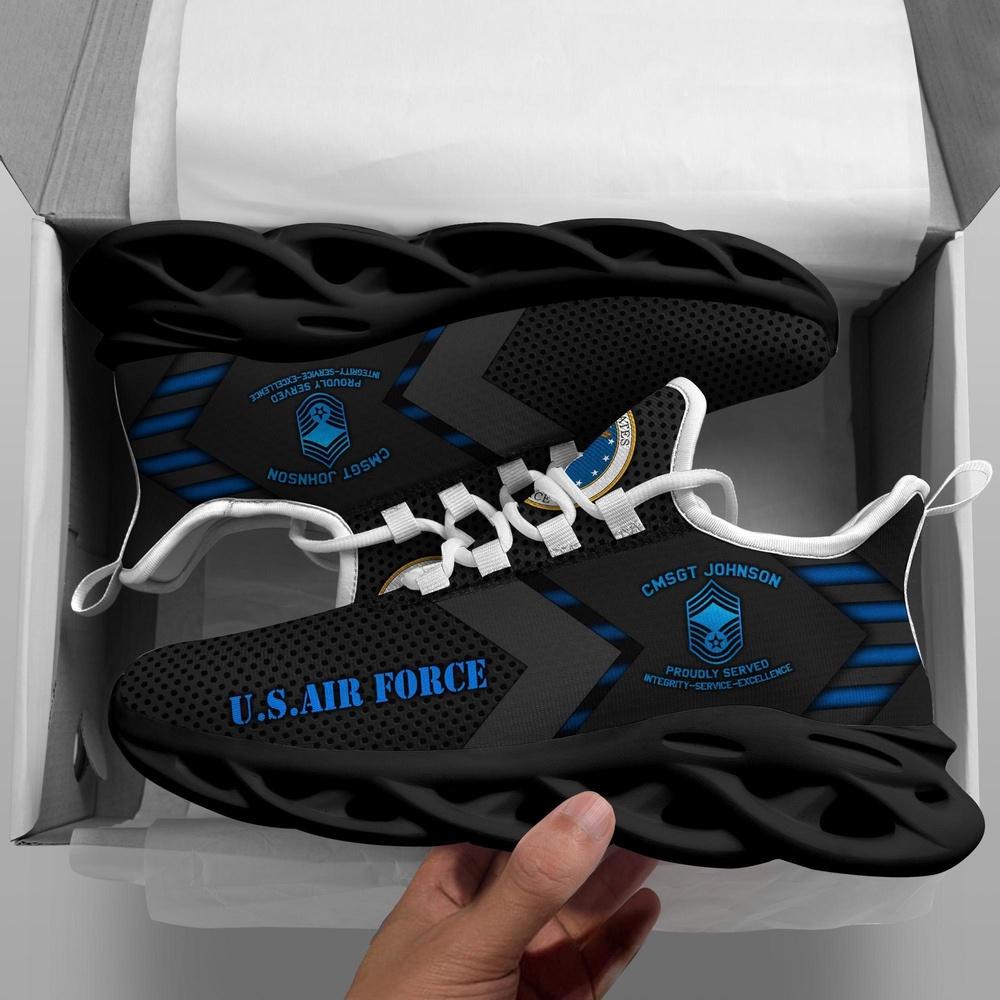 Custom Name Rank Military Shoes, Us Air Force Veterans Custom Clunky Sneakers All Over Printed, Veterans Shoes, Max Soul Shoes, Veterans Clunky Shoes