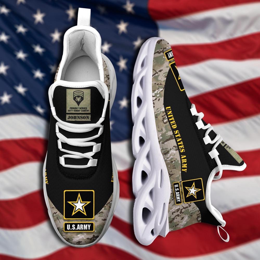 Custom Name Rank Military Shoes, Us Army Military Clunky Sneaker Camo Style, Veterans Shoes, Max Soul Shoes, Veterans Clunky Shoes