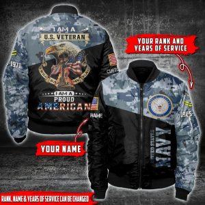 Navy Bomber Jacket, Custom Rank Year US… Navy Bomber Jacket, Custom Rank Year US…
