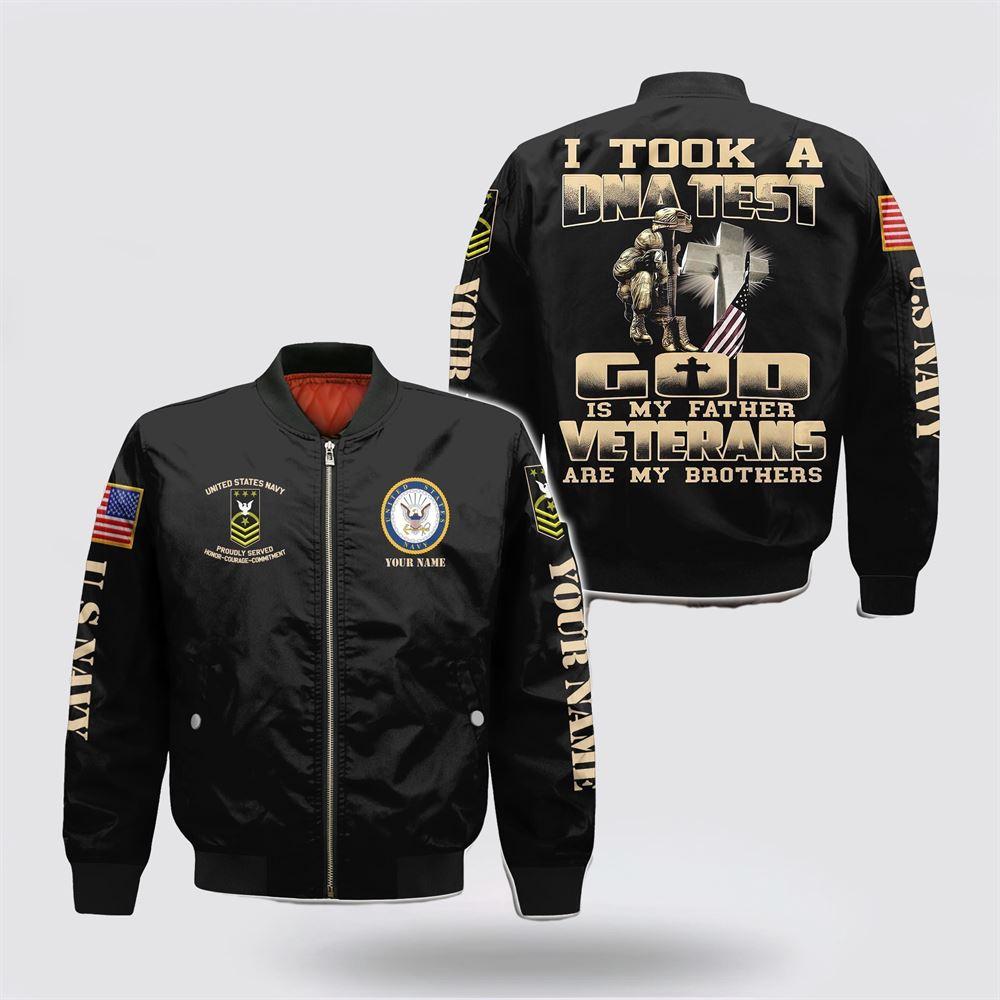 Navy Bomber Jacket, Personalized Name Rank US Navy Veteran Military Are My Brothers Bomber Jacket, Veteran Bomber Jacket