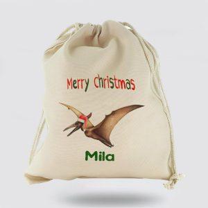 Personalised Christmas Sack, Canvas Sack With Dino&hellip;
