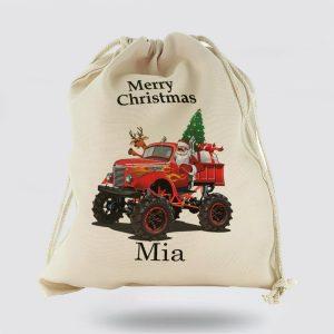Personalised Christmas Sack, Canvas Sack With Merry&hellip;