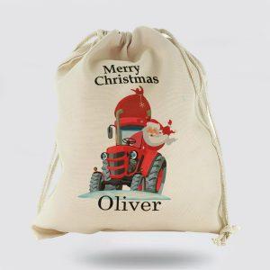 Personalised Christmas Sack, Canvas Sack With Merry&hellip;