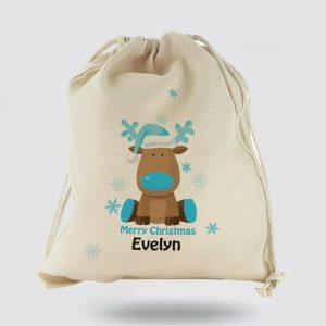 Personalised Christmas Sack, Canvas Sack With Merry&hellip;