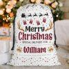 Personalised Christmas Sack, Custom Name White Christmas Sack Gift For Kids, Xmas Santa Sacks, Christmas Tree Bags, Christmas Bag Gift