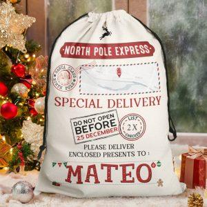 Personalised Christmas Sack, Custom Name White Christmas&hellip;