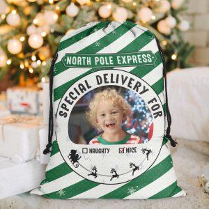 Personalised Christmas Sack, Personalized Photo Blue Santa&hellip;