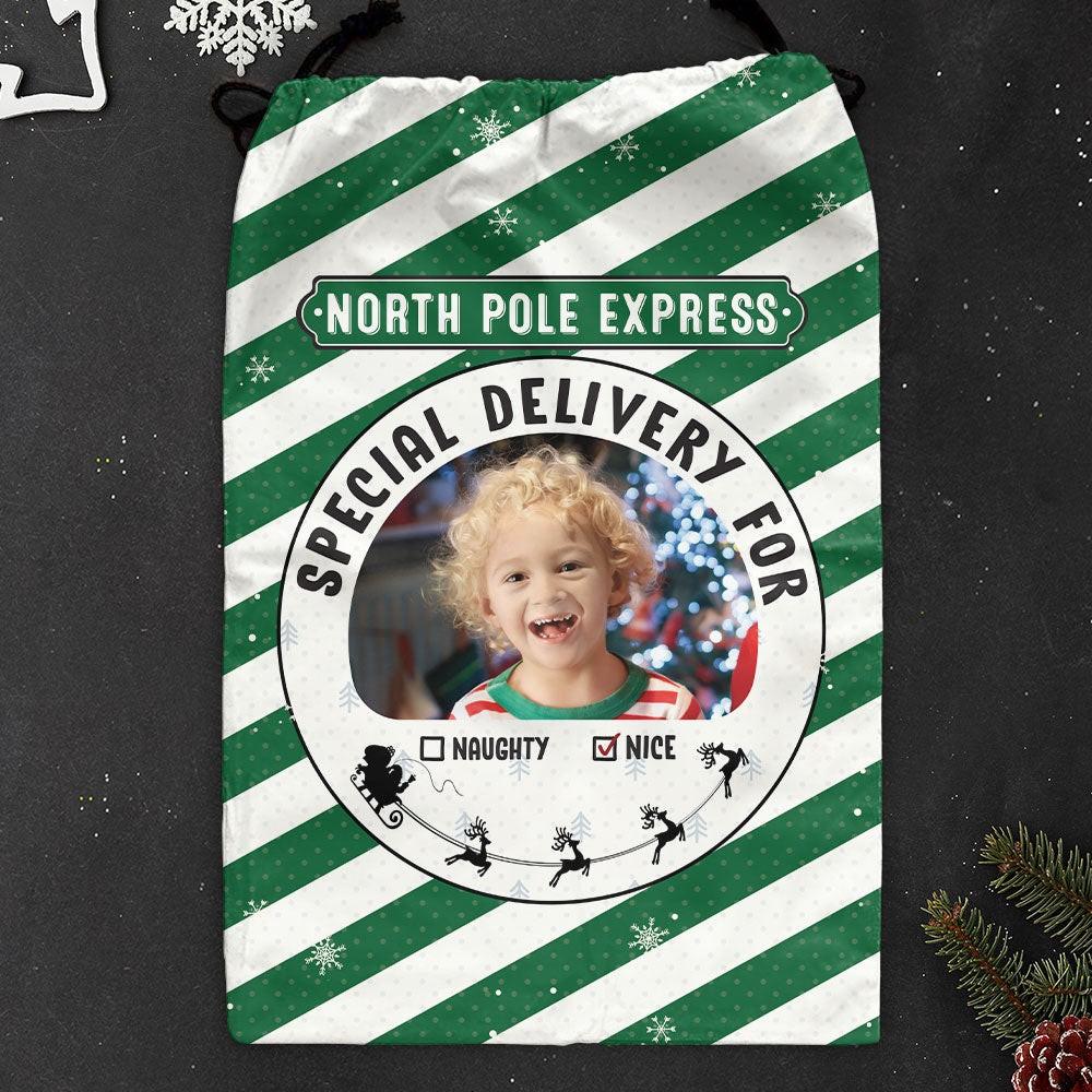 Personalised Christmas Sack, Personalized Photo Blue Santa Sack Christmas Gifts For Kid, Xmas Santa Sacks, Christmas Tree Bags, Christmas Bag Gift