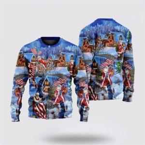 Santa Claus Sweater, America Christmas Patriotic Santa&hellip;