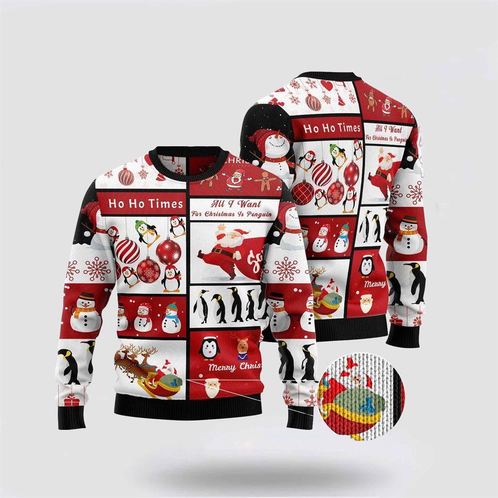 Santa Claus Sweater, Cute Penguin Santa Claus Ugly Christmas Sweater, Santa Claus Outfit History