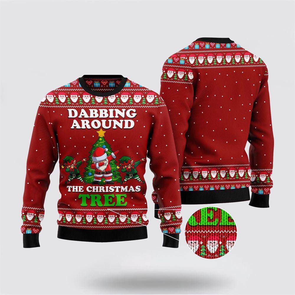 Santa Claus Sweater, Dabbing Around The Christmas Tree Santa Claus Ugly Christmas Sweater, Santa Claus Outfit History