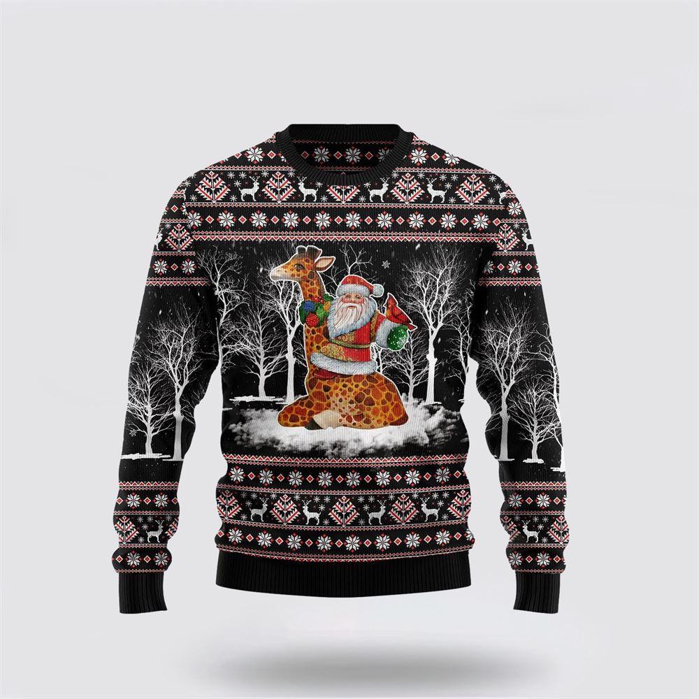Santa Claus Sweater, Giraffe Santa Claus Ugly Christmas Sweater, Santa Claus Outfit History