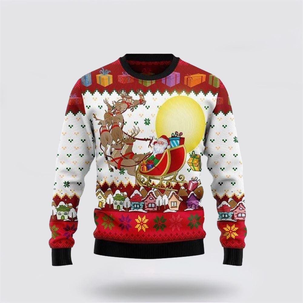 Santa Claus Sweater, Reindeer And Santa Claus Ugly Christmas Sweater, Santa Claus Outfit History